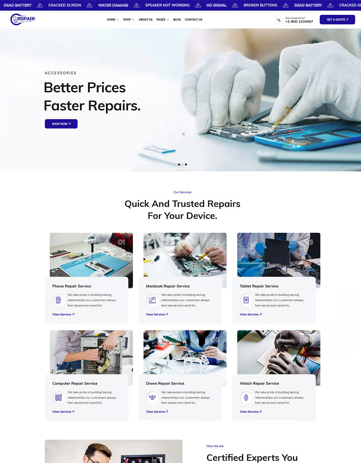 Ropair - Phone Computer & Electronics Repair Theme